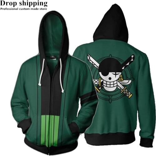 Anime Hoodies Roronoa Zoro 3d Printed Hooded Hoodies Sweatshirts for Men Spring Antumn Zipper Jackets Cardigan Tops