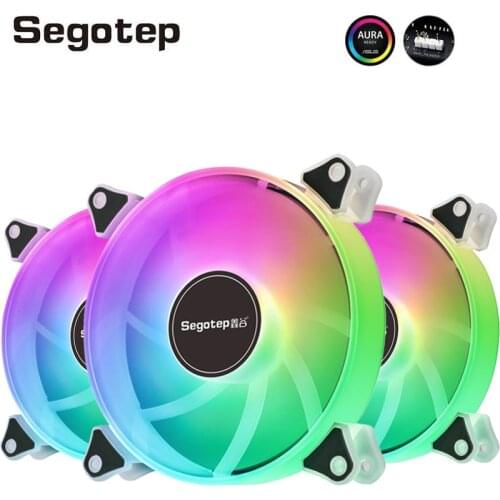 Segotep 120 mm Cooling Fan 5V 3Pin Aura Sync Adjustable Colorful Fans RGB Mute Fan PC Fan Computer Cooler Fan ARGB Case Fan