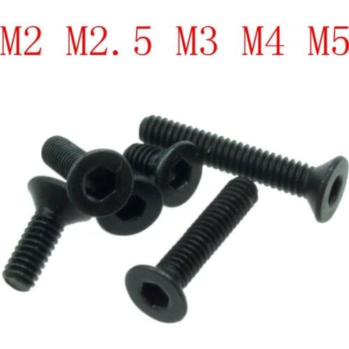 Grade 10.9 Alloy Steel M2 M2.5 M3 M4 M5 M6 M8 M10 Flat Head Countersunk Head Black Hex Socket Head Cap Screw
