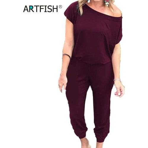 New 2021 Long Jumpsuits Women Solid Casual Off The Shoulder Jumpsuits Short Sleeve Jumpers Work Overalls Summer Playsuits GV191