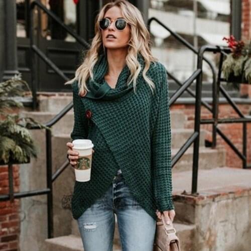 Gentillove Women Autumn Winter Turtleneck Knitted Sweater Casual Long Sleeve Pullover Vintage Button Jumper Tops Plus Size 3XL