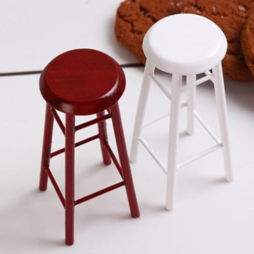 1:12 Miniature Dollhouse 3D Wooden Furniture Bar High Stool Model Home Scene Miniature Accessories Collection Gift Furniture Set