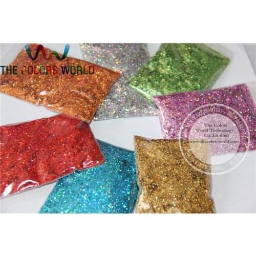 1mm Solvent Resistant 7 Holographic Laser colors Makeup Glitter Eyeshadow Face Body Cosmetic spangles1 Lot =10g*7=70g