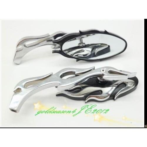 Freeshipping 1 pair Chrome Flame Rearview Mirrors For harley honda yamaha kawasai Suzuki