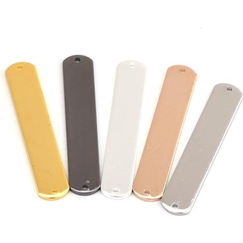 10 pcs 36 * 7mm 5 colors copper smooth double hole rounded rectangle copper sheet DIY handmade necklace pendant pendant