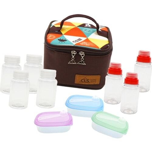 10pcs Condiment Spice Jar Dispenser Bottles with Bag for Camping Picnic BBQ