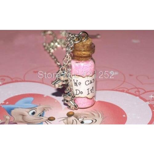 12pcs We Can Do It Magical Necklace with Mice Charms, Cinderella Work Song, Cinderelly inspired ncklace