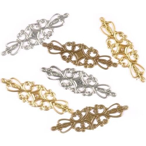 20Pcs 65x20mm Flower Filigree Wraps Connectors Embellishments For Diy Scrapbooking Home Decor Metal Crafts Accessories YK0744