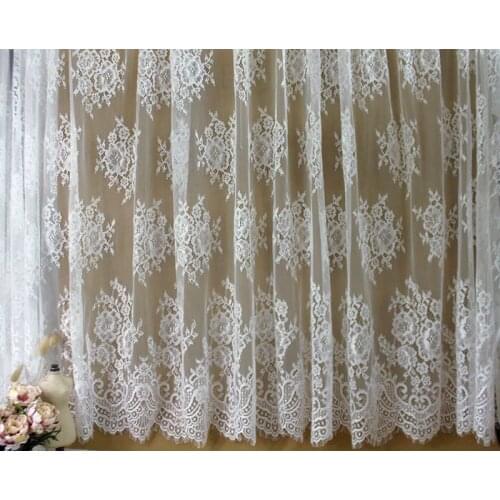 3Meter/Lot Exquisite White Black France Eyelash Lace Fabric Wedding Skirt DIY Embroidery Clothes Sew Accessories 150CM Wide
