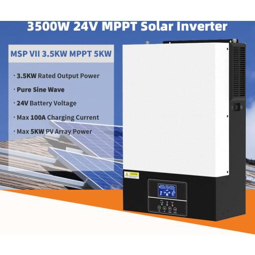3500W 3.5KW Solar Inverter 220V DC24VDC MPPT 100A 100v-500VDC PV Input 7000w Peaking Pure Sine Wave Hybrid Converter