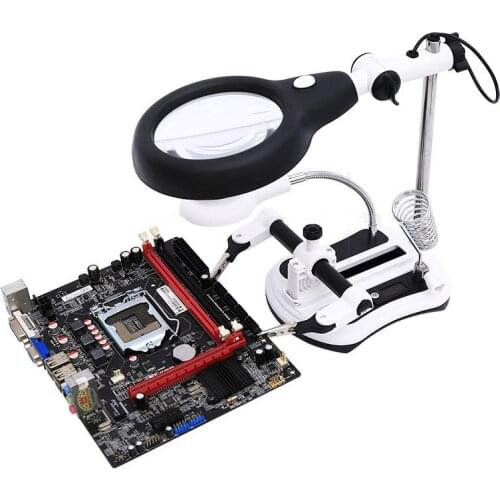 4Lens Welding Magnifying Glass 18 LED Light Auxiliary Clip Loupe Magnifier 3 In1 Hand Soldering Solder Iron Stand Holder Station