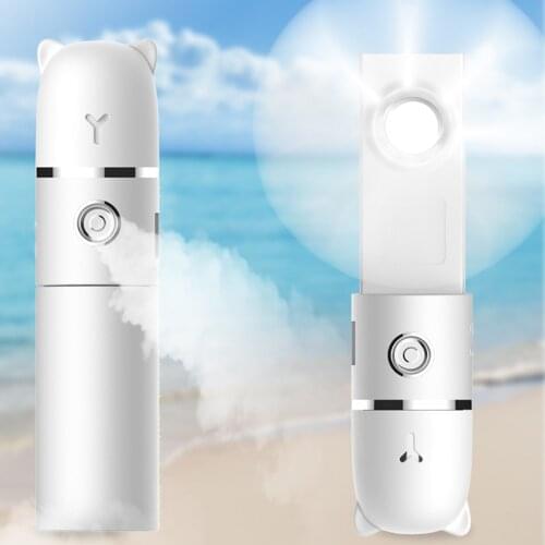 4 In 1 Handheld Rechargeable Humidifier Fan USB Foldable Beauty Sprayer Portable Pocket Fan Water Supply Machine 180 Rotatable