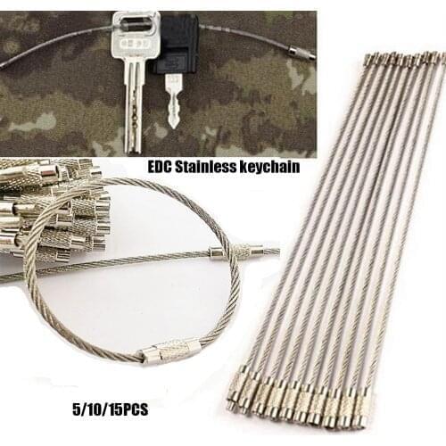 5Pcs EDC Keychain Stainless Steel Cable Key Chain Ring Sets Carabiner Key Holder School Stationery Office Supplies