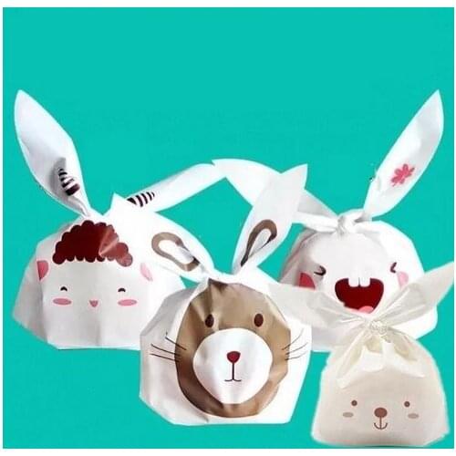 50pcs/lot 4 kinds Type Cookie Package Lovely Rabbit Sheep Bunny Pattern Plastic Bag For Biscuit Snack Candy Baking Package