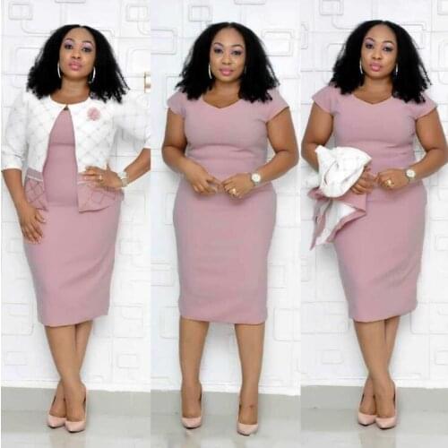 African Clothes elegent Two Pieces Set Women Office Lady Elegant Printed Coat&Short Sleeve Bandage Pencil Dress Suits wedding