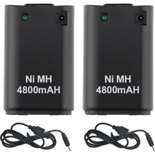 For Xbox 360 Battery 2Pcs 4800mAh Battery With USB Cable For Xbox 360 Gamepad Battery Xbox 360 Wirelss Controller Batteria
