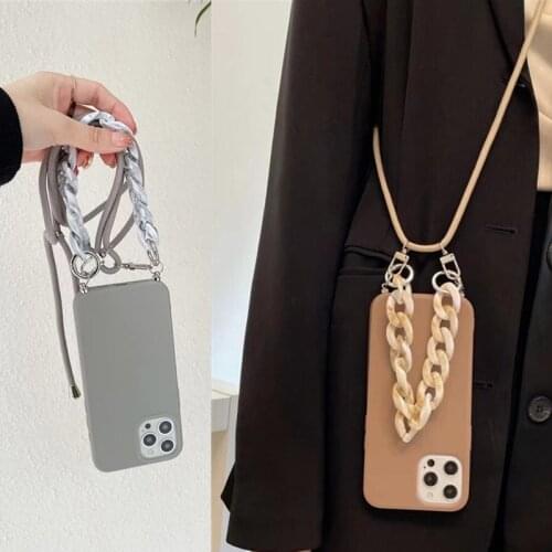 Luxury Crossbody Necklace Lanyard Chain Case For Samsung Galaxy S21 FE S20 ultra S8 S9 Plus S10 Lite NOTE 20 10 8 9 Marble Cover