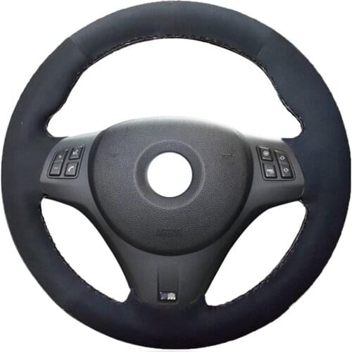 Black Alcantara Genuine Leather Suede Car Steering Wheel Cover for BMW M Sport M3 E90 E91 E92 E93 E87 E81 E82 E88 X1 E84