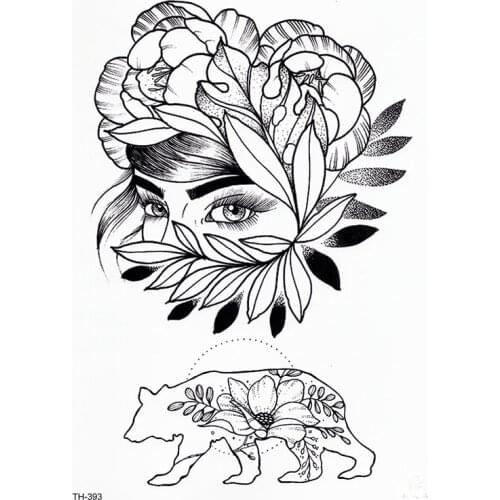 Black Flower Body Art Waterproof Temporary Tatoo Sexy Thigh Tattoos Rose For Woman Flash Tattoo Stickers