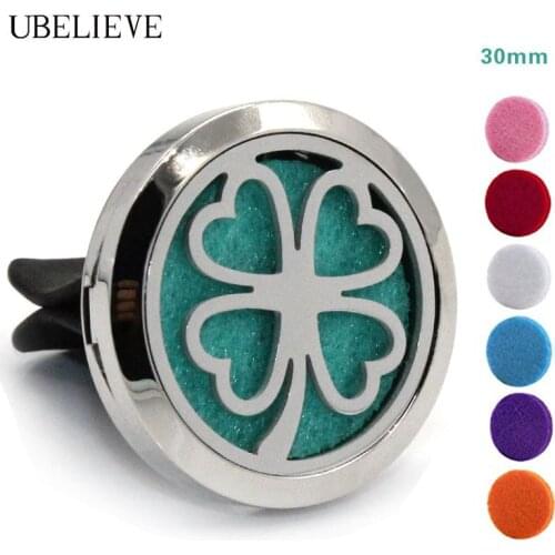 Flower Design Aroma Car Diffuser Vent Clip Stainless Steel Magnet Essential Oil Locket For Car With Felt Pad
