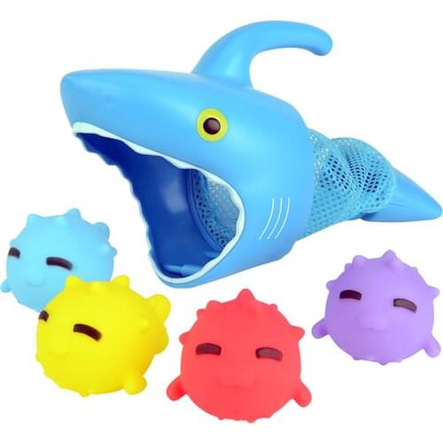 Baby Bath Shower Toys Stereo Shark Fish Hunt Pool Game With Nets And 4 Fish To Catch Cartoon Educational Water Animals Bath Toys
