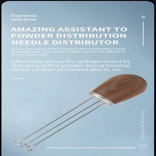 58MM 51mm Coffee Tamper Distributor Solid Wood Handle Needle Coffee Tamper Leveler Tool Needle Type Coffee Powder Distributor