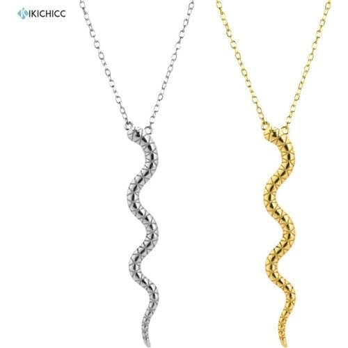 Kikichicc 925 Sterling Silver Gold Long Snake Pendant Thick Chain Animal Necklace For European Luxury Party Rock Punk Jewelry