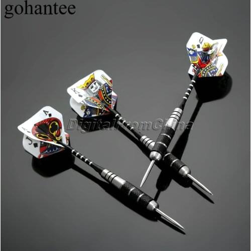 3Pcs Professional Darts With Aluminum Shaft Stainless Steel Barrel Nice Poker Pattern Dart Flights For Standard Board Games 22g