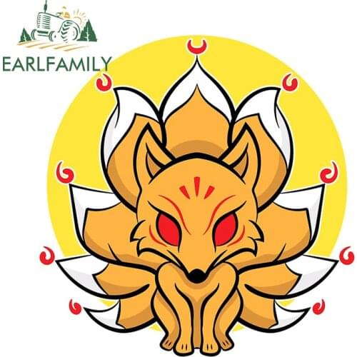 EARLFAMILY 13cm x 12.6cm for Japanese Fox Kitsune Car Assessoires Stickers VAN Camper Decal Air Conditioner Scratch-Proof Decor