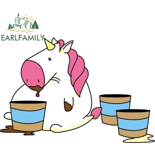 EARLFAMILY 13cm x 9cm for Unicorn Car Refrigerators Stickers Campervan Decal Waterproof Car Assessoires Anime Motorcycle Decor