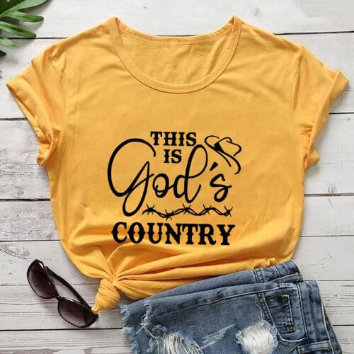 This Is Gods Country 100%Cotton Women Tshirt Country Girl Funny Summer Casual Short Sleeve Top Country Shirt Farm Life Tee