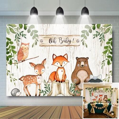 Woodland Baby Shower Birthday Backdrop Woodland Animals Background Words Custom Woodland Birthday Baby Shower Party Decoration