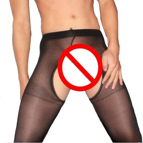 KWAN.Z mens stocking sexy lingerie mens pantyhose exotic nylons open crotch leggings sexy pantyhose for men erotic stockings