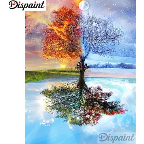 Dispaint Full Square/Round Drill 5D DIY Diamond Painting "Four season tree" 3D Embroidery Cross Stitch Home Decor Gift A11263