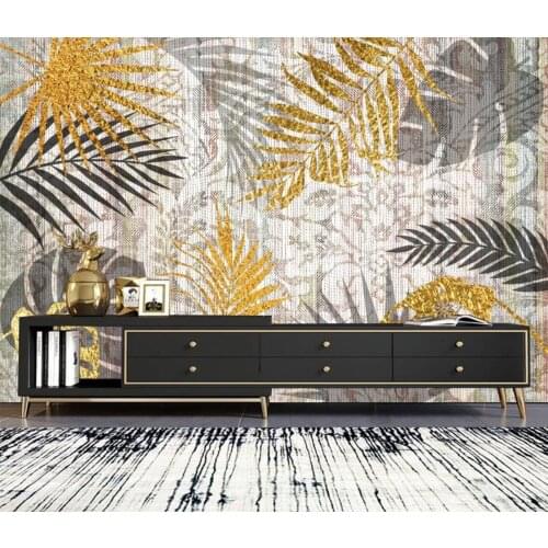 Nordic Light Luxury Golden Leaf Shimmering Gold Background Wall Painting Home Decor Living Room Bedroom Custom 3d wallpaper