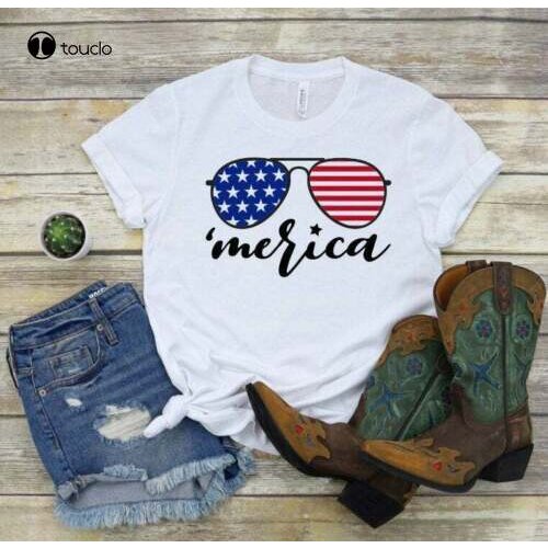 New Merica Sunglasses T-Shirt 4Th Of July T-Shirt Independence Day T-Shirt Cotten Tee Shirt