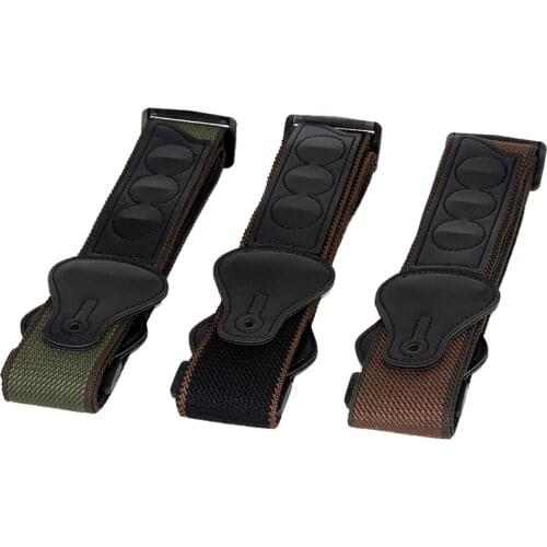 NEW 1PCS Adjustable Acoustic Guitar Bass Strap Belt with 3 Guitar Picks Holders PU Leather Ends, Black/Brown/Army Green Choose