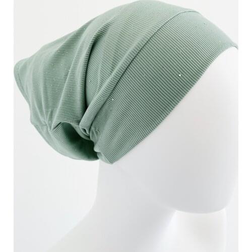 2020 New Ribbed Inner Hijab Caps For Women Muslim Tube Cap Elastic Islamic Underscarf Bonnet Hat Headwraps Headband Turban