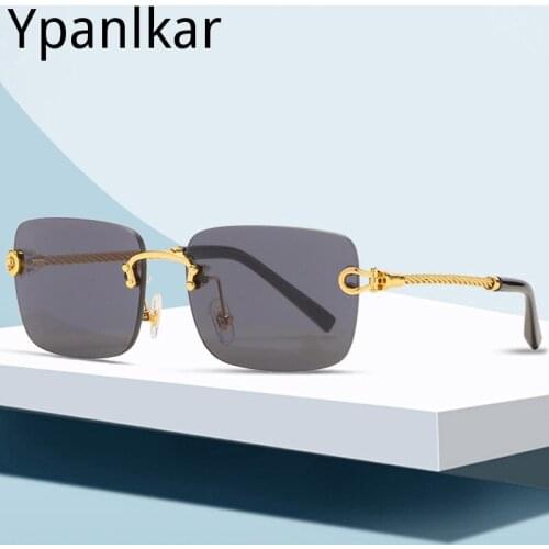 New Retro Sunglasses Women Brand Designer Fashion Rimless Gradient Sun Glasses Shades Cutting Lens Ladies Frameless Eyeglasses