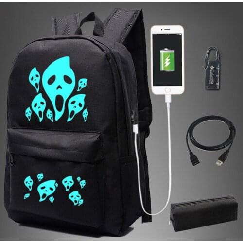 New Ghost Specter Designer School Bag noctilucous Luminous backpack student Notebook backpack Daily Bag With USB Port Free Lock