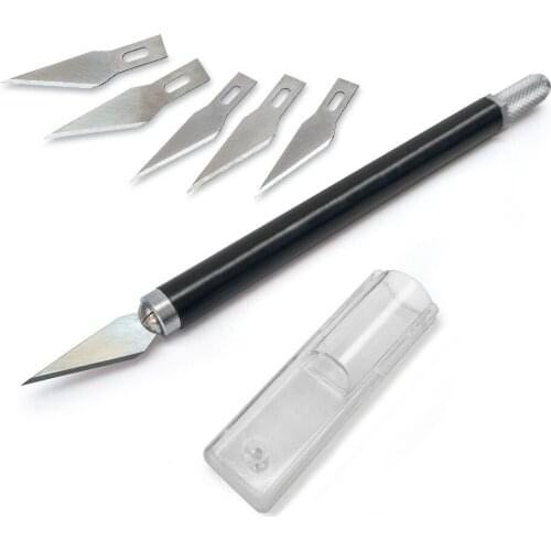 Metal Handle Hobby Knife/Cutter Knife /Craft Knife / Pen Cutter+5pcs Blade Knives Set for PCB Repair DIY Tool
