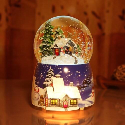 Christmas Crystal Ball Music Box Luminous Rotating LED Light Girl Child Gift For Birthday Moon Crystal Snowing Castle Top Sale