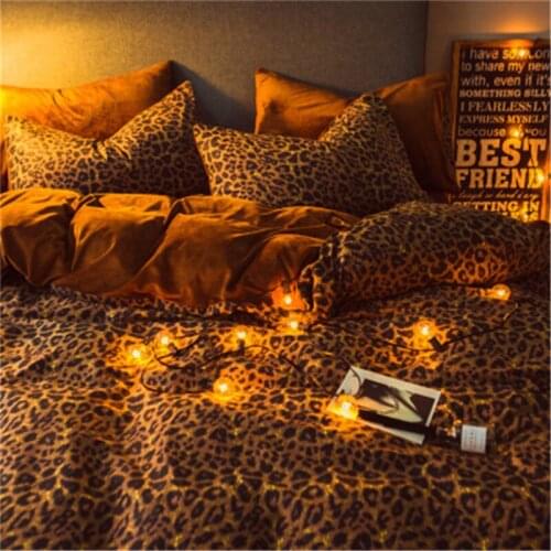 Leopard print 4pcs Girl Boy Kid Bed Cover Set Duvet Cover Adult Child Bed Sheets And Pillowcases Comforter Bedding Set