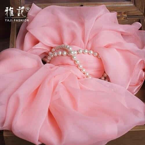 Natural Silk Scarves Echarpe Brand Pink Printed Foulard Femme for Ladies Pure Silk Wrap Solid color