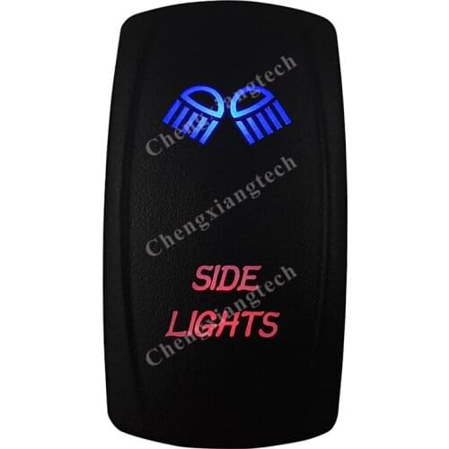 Side Lights Rocker Switch 5 Pins SPST On/Off Blue & Red Led 20A/12V 10A/24V Toggle Switch for Cars,Trucks, RVs, Boats