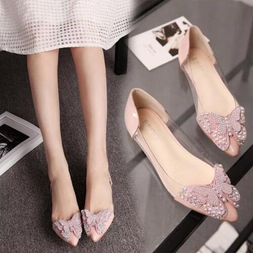 The Gentlewoman Crystal Butterfly Shallow Loafers Women Japanned Leather Transparent flats slip on shoes Mocasines mujer 2018