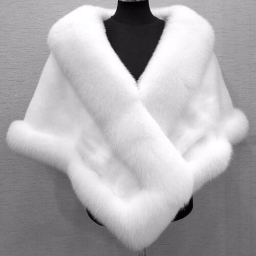 White Fashion Fall Winter Fox Artificial Fur Grass Vest Lady Loose Coat Women Vest Party Beauty Over Cloth Top Shawl Cloak Cape