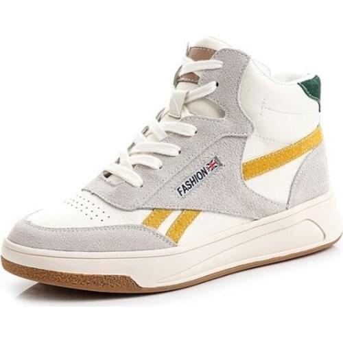 High-top Casual Flat Sports Shoes Genuine Leather Breathable Woman Sneakers Autumn Winter Women Shoes Lace Up Zapatos De Mujer