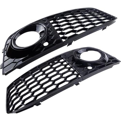 1Pair Honeycomb Design Mesh Fog Light Grill Grille Cover Fit for Audi A4 B8 8K0807681 8K0807682 2009-2012 Base Sedan 4-Door Only