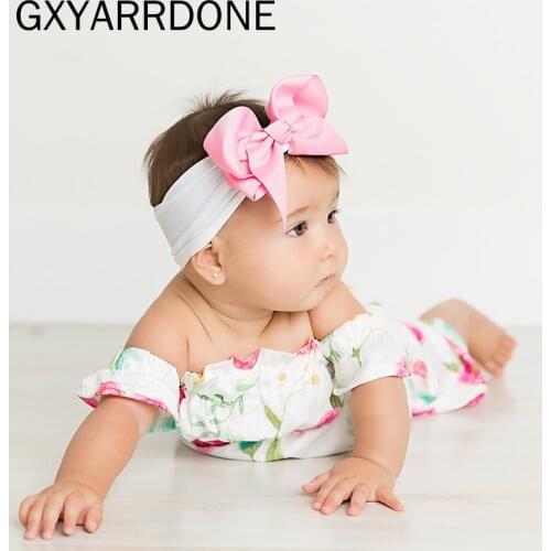 10pcs 2019 New Newborn Nylon Baby Headband Toddler Infant Bow Hairband Baby Headband Turban Bow Headband Hair Accessory